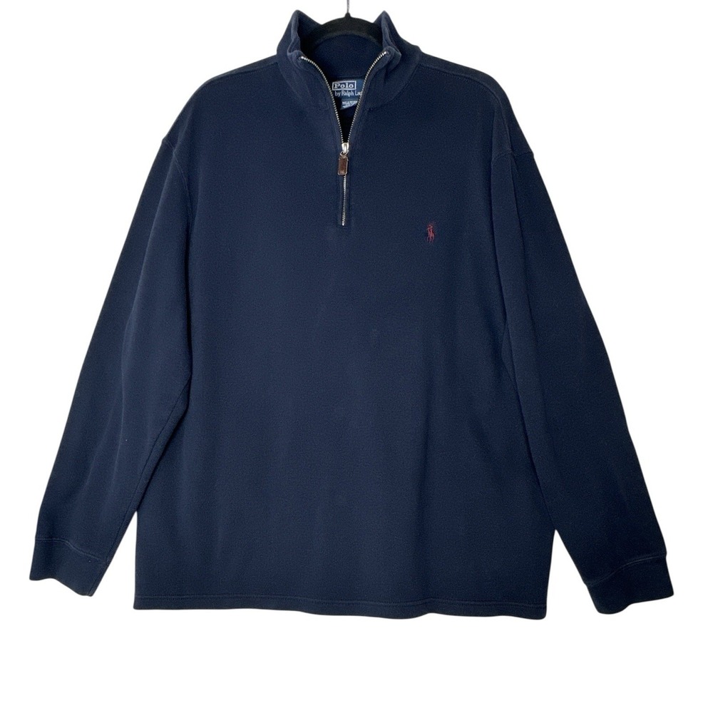 Polo Ralph Lauren Pullover Sweater Men's Sz XL Navy 1/4 Zip Cotton Classic